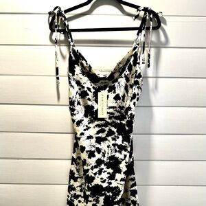 Elegant Black and White Midi Dress